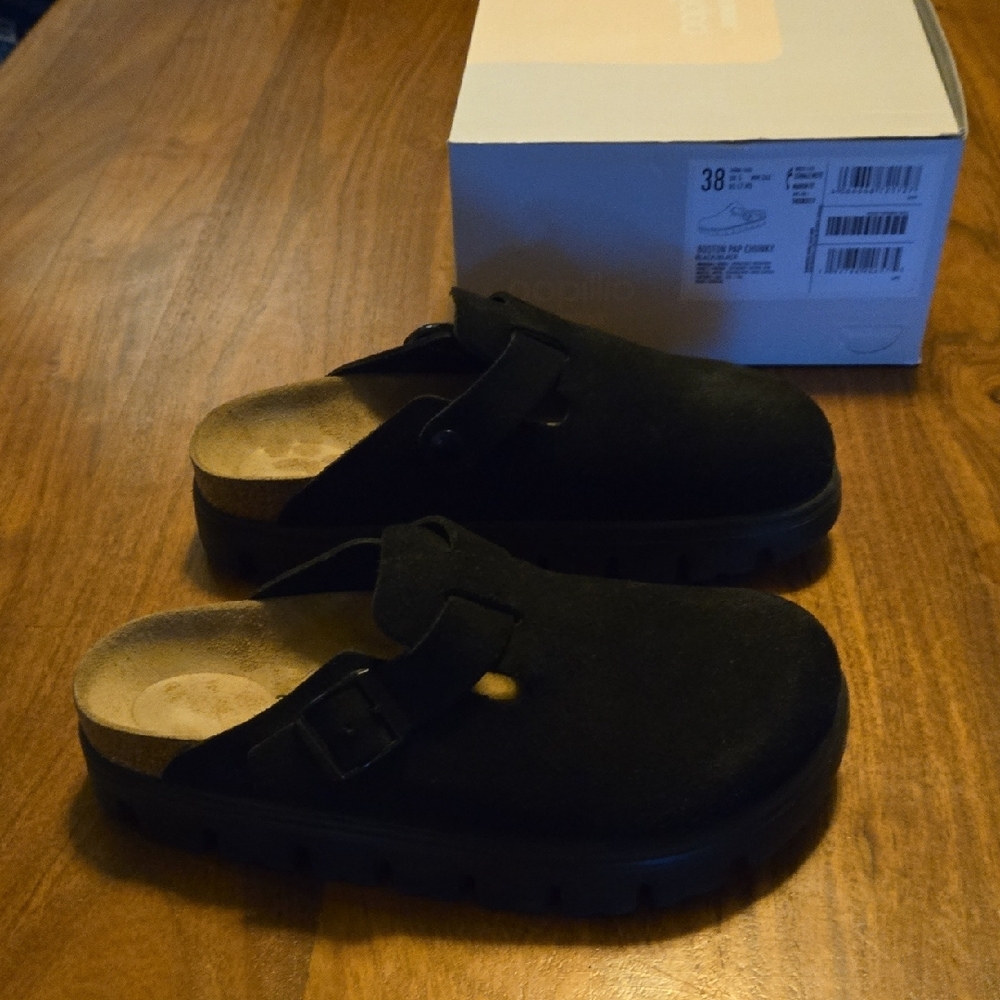 Birkenstock Boston Pap Chunky Black Clogs